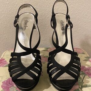 Charles David Elegant Black Strappy Heels